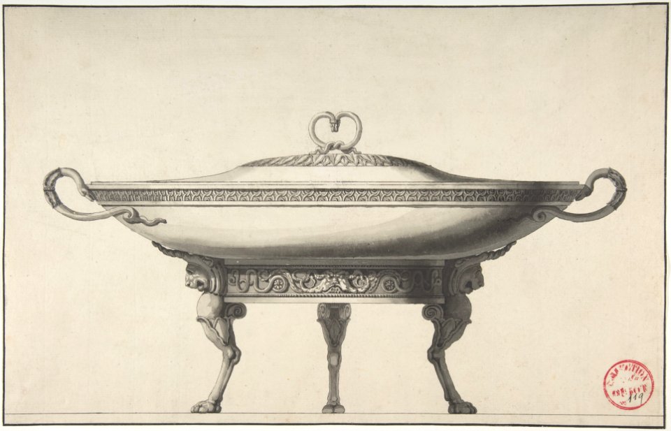 Design for a Covered Footed Serving Dish MET DP809501
