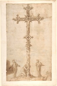 Design for a Crucifix with the Virgin Mary, Saint Mary Magdalen, and Saint John MET DP801504
