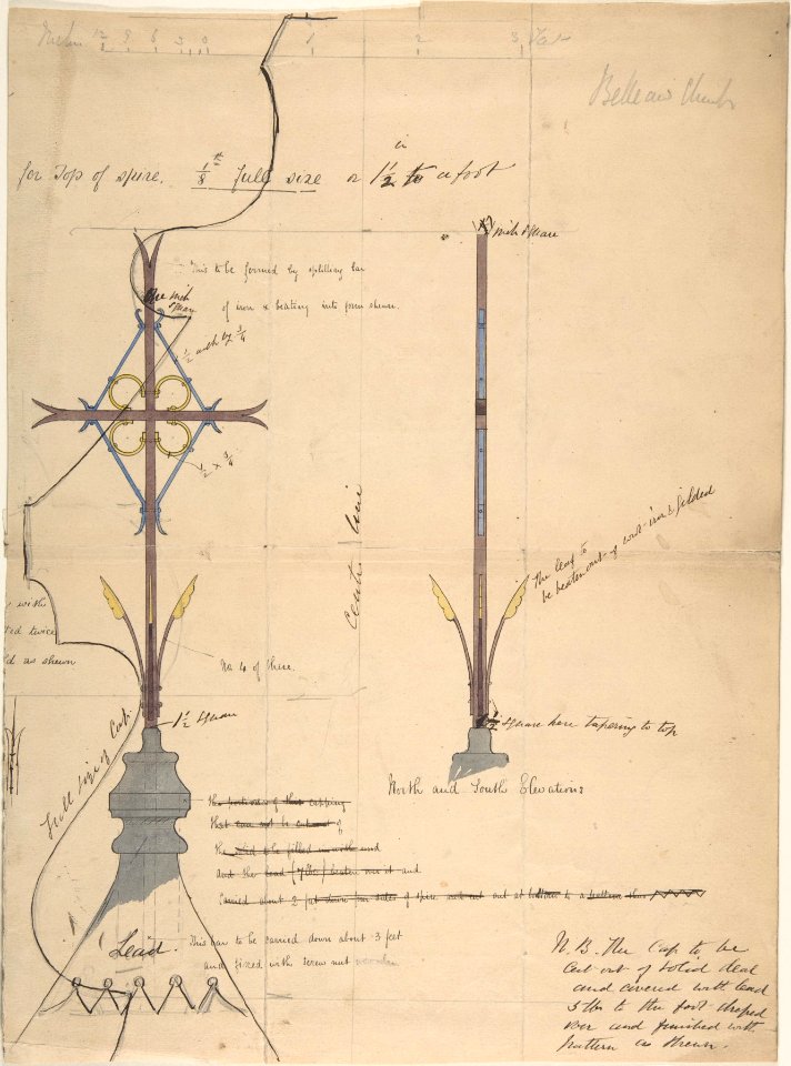 Design for a Cross Supported by Lead Roof Cap, for Belleaw Church MET DP806662