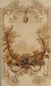 Design for a Decorative Wall Panel with Hunting Motif, Pless Chateau, Silesia MET 67.827.151