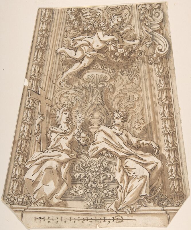 Design for a Dome Compartment with Figures of Faith and Hope MET DP802457