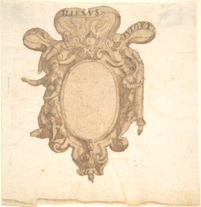 Design for a Coat of Arms Surmounted by a Ring with Allegorical Figures of Justice and Fortitude MET DP802055