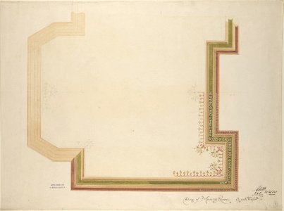Design for a Coffered, Painted Ceiling with Floral Decoration and Colored Border MET DP801070