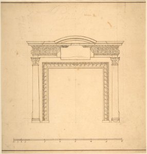 Design for a Chimneypiece with a Frieze with Floral Decoration and Capitals Decorated with Animals MET DP800986
