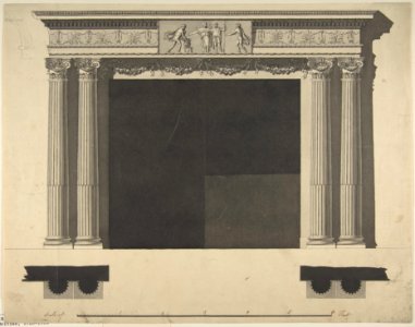 Design for a Chimneypiece with Ionic columns, a Frieze, and Cornice MET DP801003