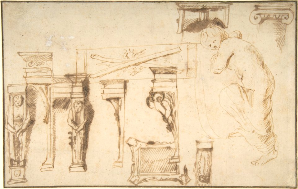 Design for a Chimney Place and Study of a Nude Female Figure. MET DP802347