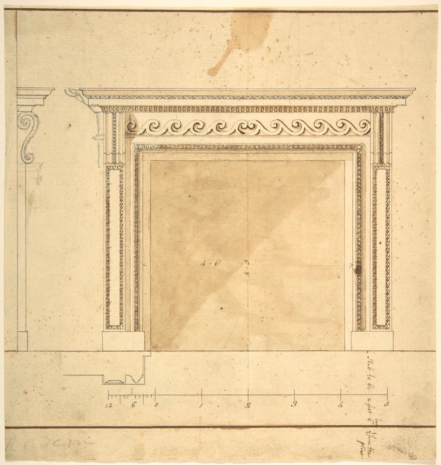 Design for a Chimneypiece with Scalloped Moldings MET DP800985
