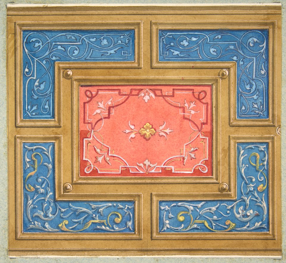 Design for a coffered ceiling with painted panels MET DP811827