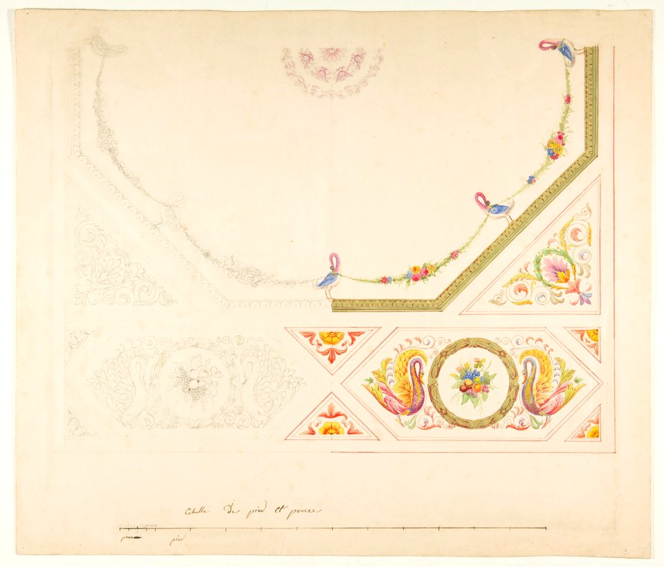 Design for a Ceiling with Swans and Cornucopias MET DP812733
