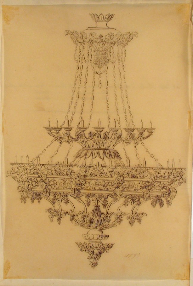 Design for a Chandelier with Acanthus Leaf, Grape, and Palmette Motifs MET 66.631.126