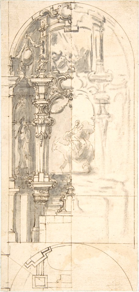 Design for a Chapel with Flight into Egypt as Altarpiece MET DP800302
