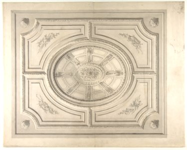 Design for a ceiling with trophies and a trompe l'oeil coffers MET DP811436