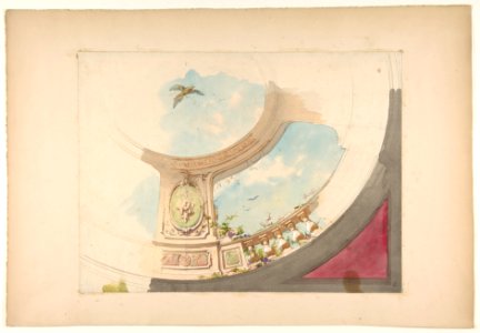 Design for a ceiling with trompe l'oeil balustrade and sky MET DP811690