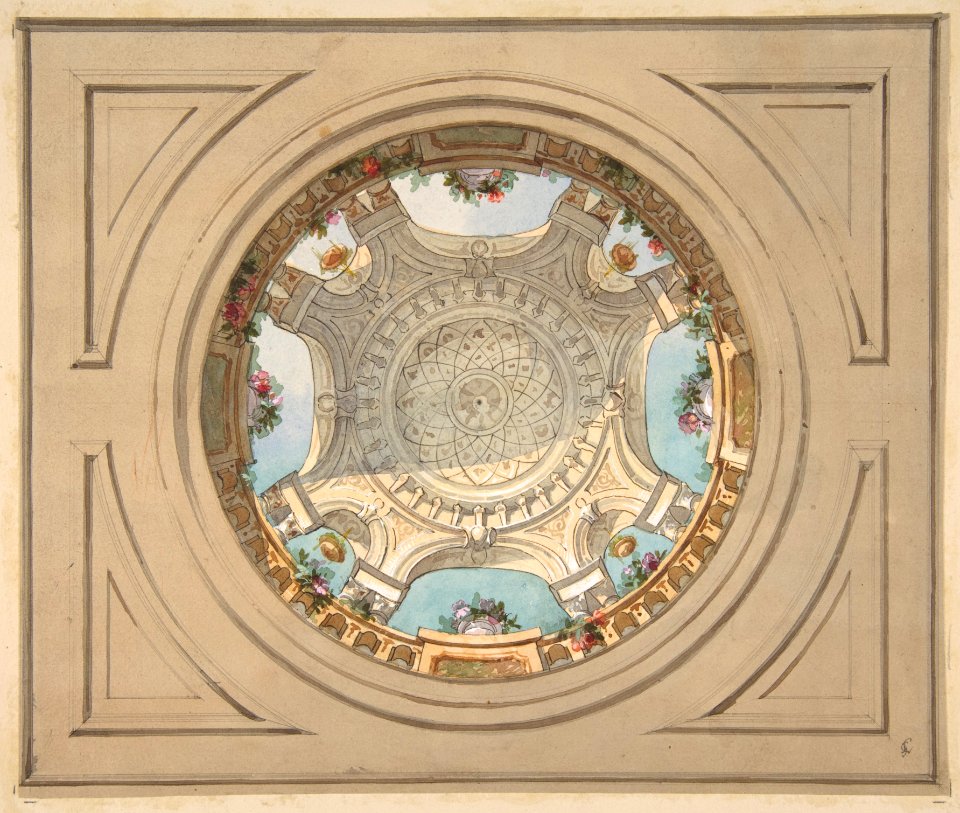 Design for a ceiling with trompe l'oeil balustrade MET DP811657