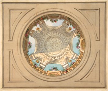 Design for a ceiling with trompe l'oeil balustrade MET DP811657