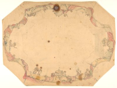 Design for a ceiling painted with putti, garlands, and swags MET DP811716