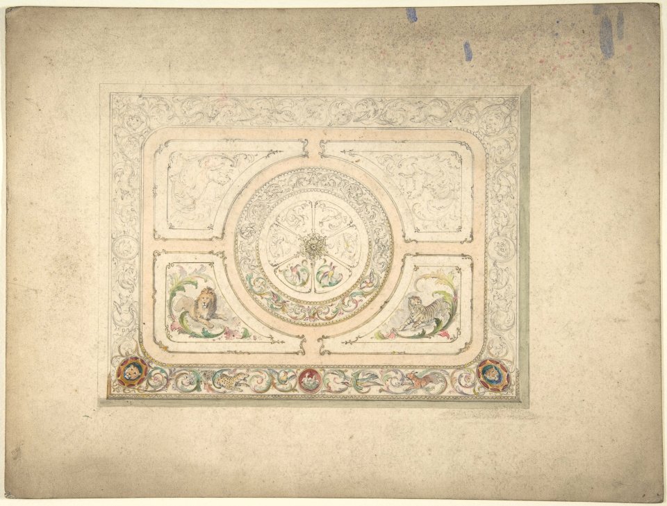Design for a Ceiling with Lion and Lioness MET DP806269