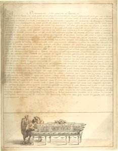 Description of a Plan with Three Figures and Divan Below MET DP801426