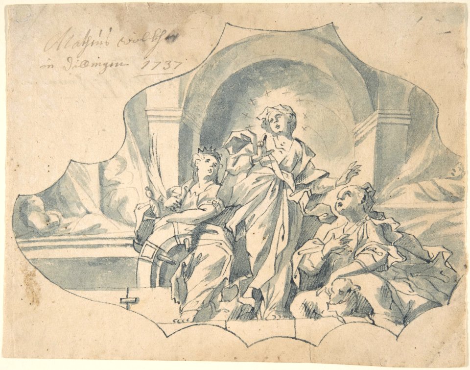 Design for a Ceiling showing the Virgin, Catherine, and Agnes MET DP804180
