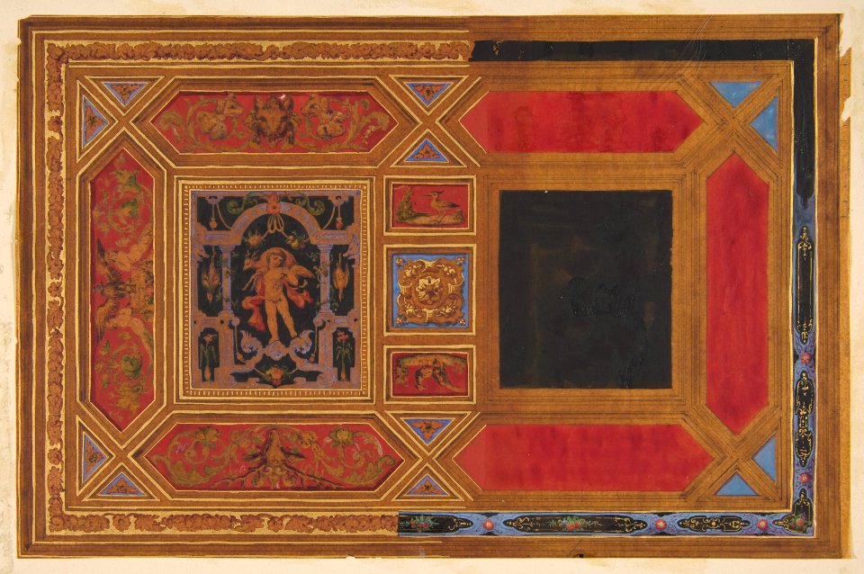 Design for a ceiling painted with grotesque motifs MET DP811779