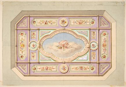 Design for a ceiling with putti MET DP811685