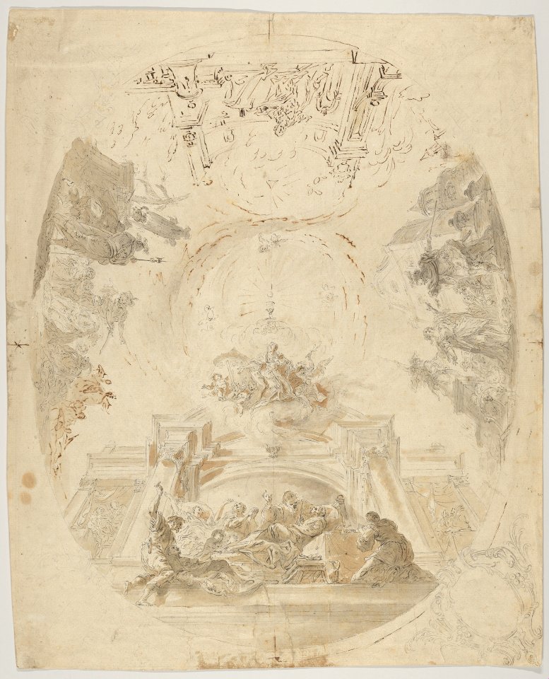 Design for a ceiling fresco with scenes from the life of Saint Barbara MET DP830551