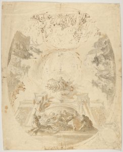 Design for a ceiling fresco with scenes from the life of Saint Barbara MET DP830551