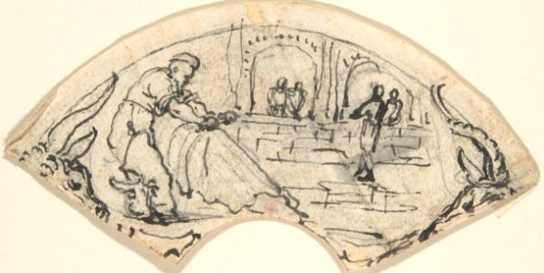 Design for a Cup(?) with a Man Putting up a Net MET DP803572