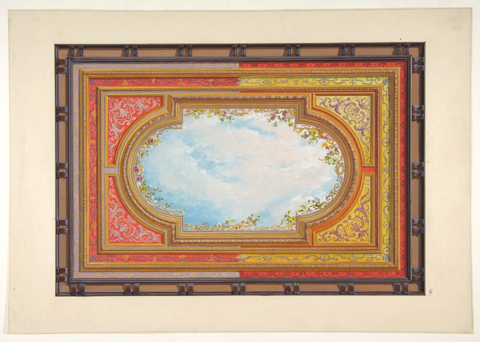 Design for a ceiling painted with trompe l'oeil clouds MET DP811432