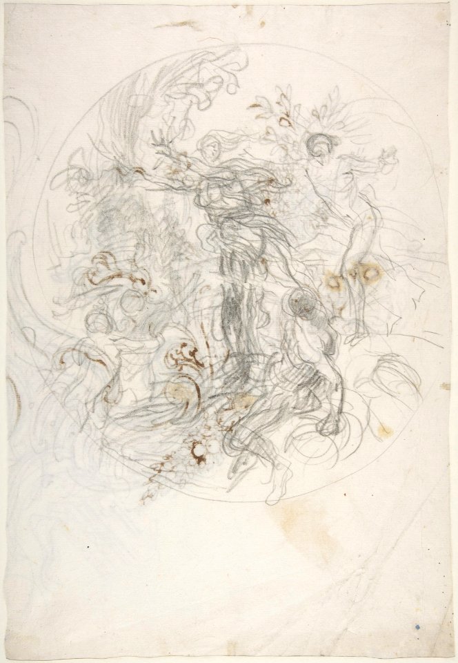 Design for a Ceiling Decoration (recto); Daphne Pursued by Apollo (verso) MET DP809477