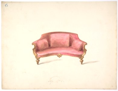 Design for a Curved-back Sofa Upholstered in Red MET DP807190