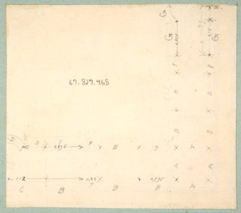 Design for a ceiling (recto); meaurements with design code (verso) MET DP811702