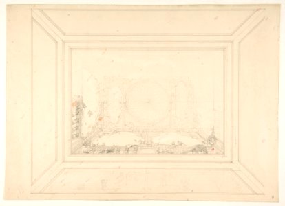 Design for a ceiling decorated with trellis work and a trompe l'oeil balustrade MET DP811709