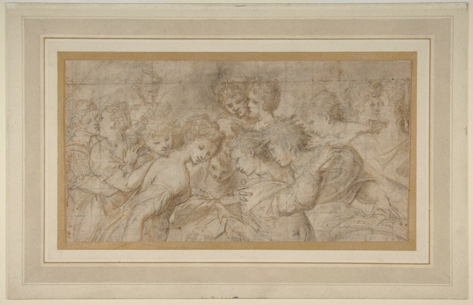 Embracing Female Figures, Some Holding Musical Scores. MET DP810618