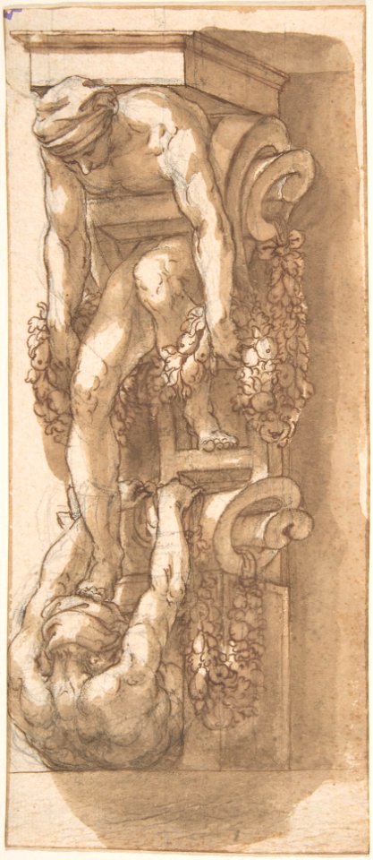 Design for a Bracket or Console with Two Figures caught in Strapwork MET DP802663