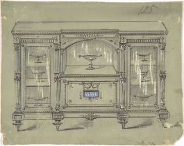 Design for a Cabinet with Three Glass Doors and a Porcelain Plaque MET DP806629