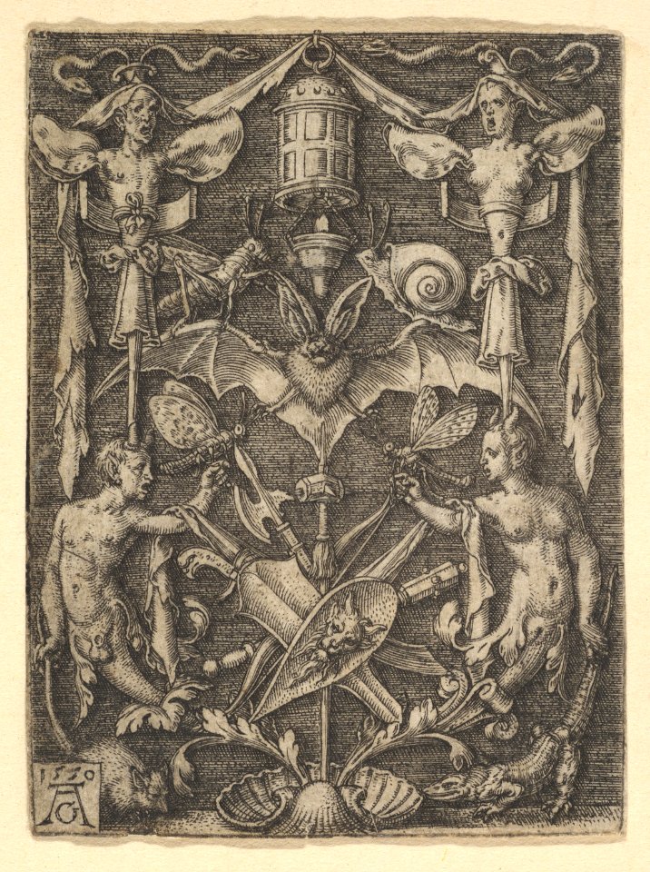 Design for a Candelabra Grotesque with a Bat in the Center MET DP828543
