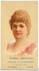 Emma Abbott, from World's Beauties, Series 2 (N27) for Allen & Ginter Cigarettes MET DP838192