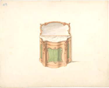 Design for a Dressing Cabinet with Marble Top and Mirror MET DP807274