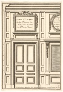 Door and Part of the Wall Paneling with Mirrored Glass from the House of 'Monsieur le Maître' at Plessis Piquet, plate VI from the Series 'Portes a Placard et Lambris', published as part of 'L'Architecture à la Mode' MET DP834188