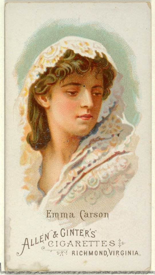 Emma Carson, from World's Beauties, Series 1 (N26) for Allen & Ginter Cigarettes MET DP838054