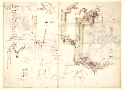 Design for a Cartouche (recto); Designs for Frames (verso) MET DP809337