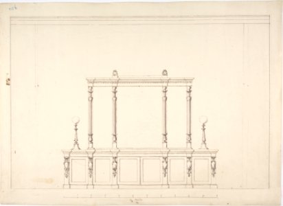 Design for a Cabinet with Renaissance Ornament and Lamps MET DP807328