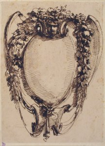 Design for a Cartouche with Hanging Garlands MET 52.570.210