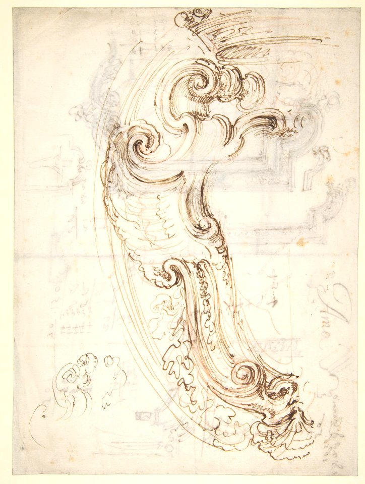 Design for a Cartouche (recto); Designs for Frames (verso) MET DP809336