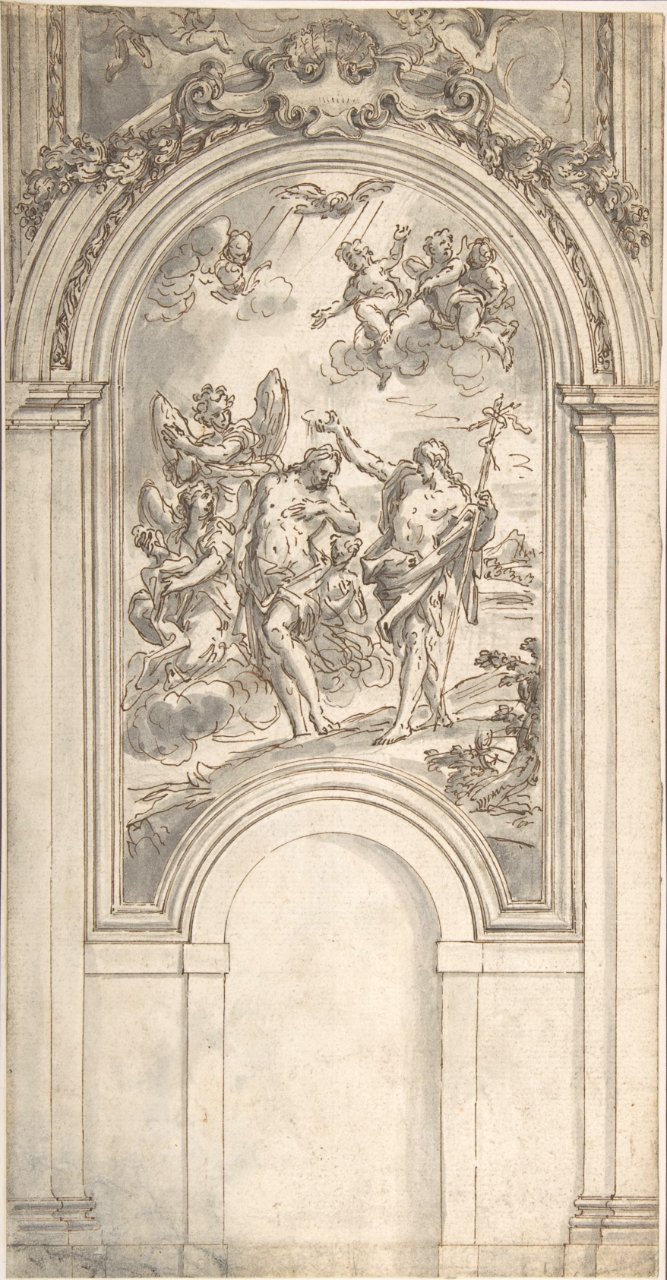 Design for a Baptism of Christ in an Architectural Setting, James Thornhill