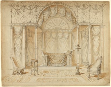Design for a Bed Alcove in Empire Style MET DP830909. Free illustration for personal and commercial use.
