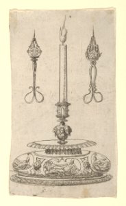 Design for a Candlestick with Candle Wick Trimmers MET DP854146