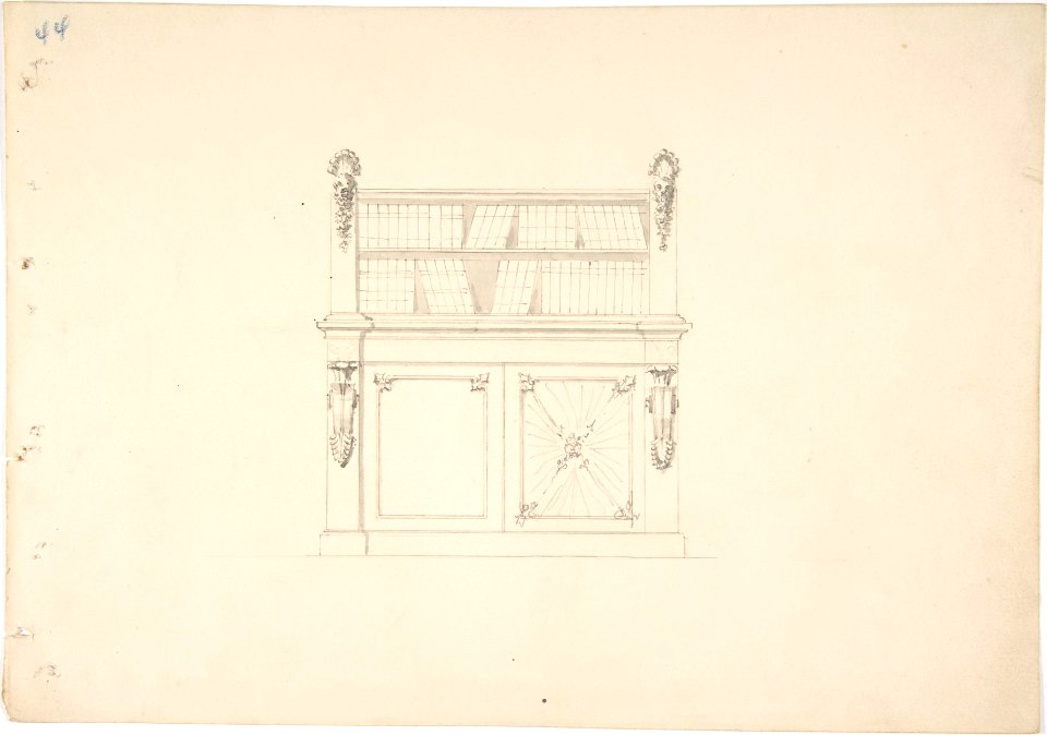 Design for a Cabinet with Classical Ornament and Bookshelves MET DP807312