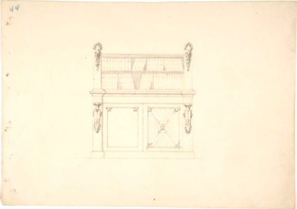 Design for a Cabinet with Classical Ornament and Bookshelves MET DP807312